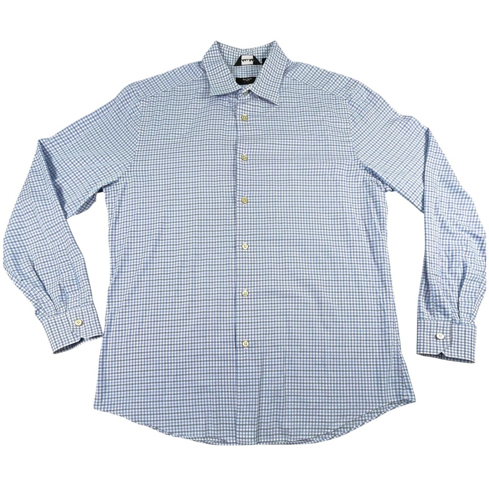 Paul Smith Button Down Mens 17 Blue Gingham The Byard Made in Italy Shirt